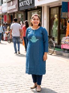 denim Stylish  Embroidered Kurta
