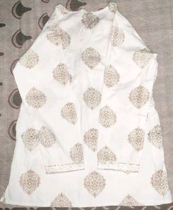 Elegant White Kurti with Gold Print