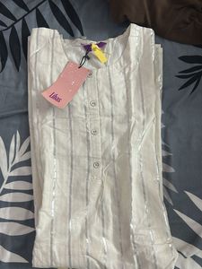 Elegant Cream Striped Kurta Set