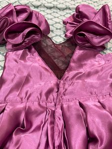 Purple Barbie Gown Full Flared With Dramatic Sleev