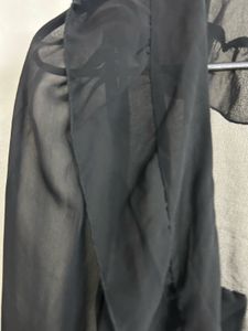 Sheer Black Ruffle Front Blouse