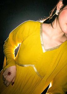 Elegant Yellow Anarkali Kurta Set