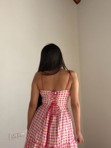 Pink Gingham Tiered Maxi Dress