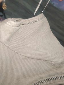 Basic Cream Round Neck Top