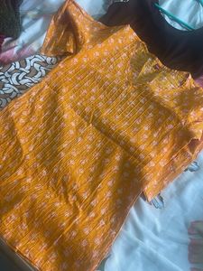 Mustard turmeric orange short kurta