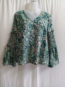 Vintage Floral Green Top