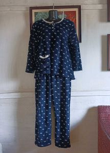 Cute Navy Dog Print Pajama Set