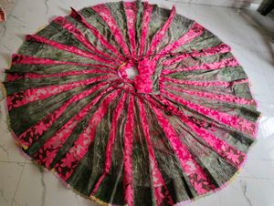 Vibrant Pink &amp; Olive Green Lehenga Choli Set