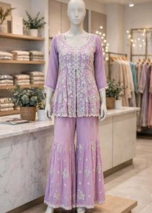 Elegant Lavender Embroidered Kurta Set