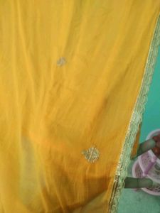 Yellow Embroidered Kurta with Salwar and Dupatta