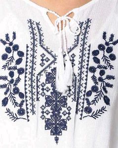 Embroidered White Crop Top