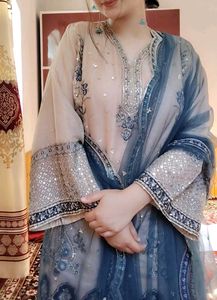 elegant party wear suit duppta and farshi shalwar