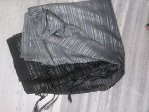 Striped Metallic Gray & Black saree
