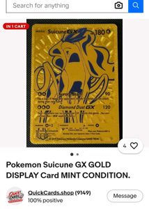 Rare Gold Suicune GX Pokemon Card