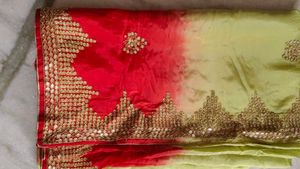 Red Embroidered Saree Border
