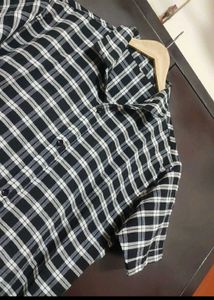 Black⚫ &amp; Grey Check Printed Shirt For 40 Chest