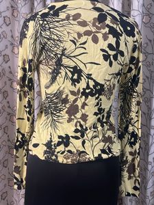 Yellow Floral Print Long Sleeve Top