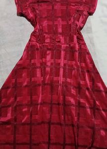 Elegant Red Checkered Dress