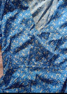 Trendy Blue Ditsy Floral Wrap Mini Dress