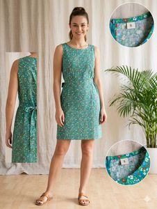 Charming Green Floral Sleeveless Mini Dress