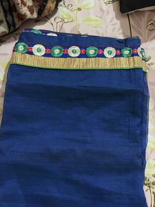 Elegant Blue Saree with Embellished Border