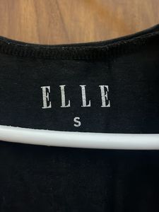 Elle Black Top with Floral Shoulder Detail