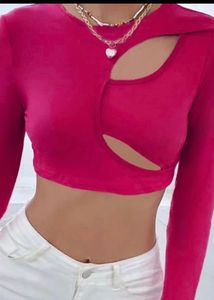 DATE PERFECT Pink Cutout Top