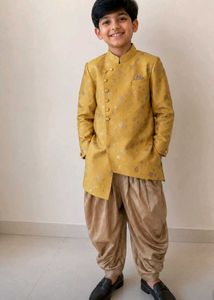 Yellow Brocade Kurta with Dhoti Pants