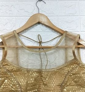 Gold Sequined Net Blouse