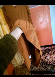 Woolen Brownish Musturd A-Line Dress