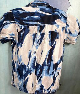 Abstract Print Short Sleeve Button-Up Shirt