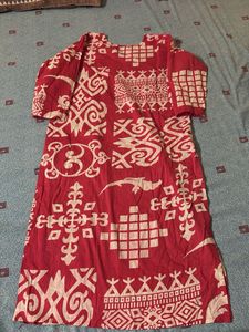 Vibrant Red Printed Kurta