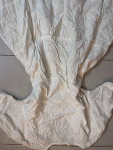 White embroidered ruffle mini dress
