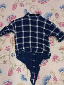 Navy Blue Plaid Casual Shirt