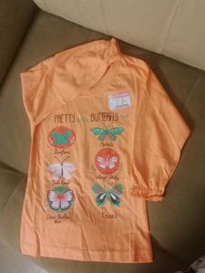 Cute Butterfly Print Orange T-Shirt