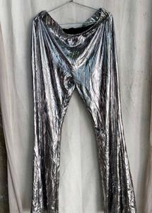 flared silver pants