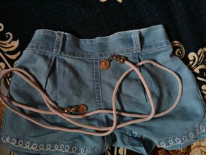 Denim Embroidered Top