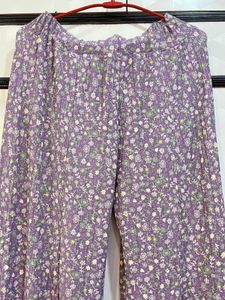 Purple Floral Palazzos Trousers