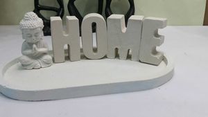 Minimalist White Concrete "HOME" Decor Tray