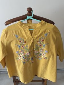 Yellow Embroidered Kurta