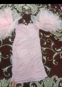 Pink Off-Shoulder Ruched Dress