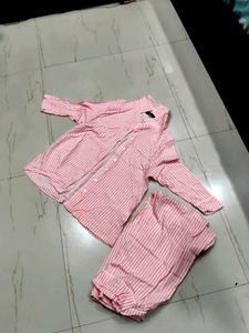 Pink Striped Pajama Set