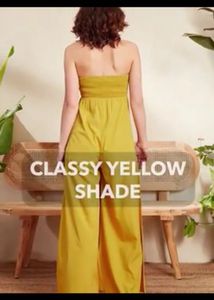Stylish Yellow Strapless Jumpsuit