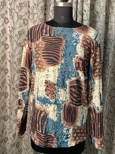 Abstract Print Long Sleeve Top