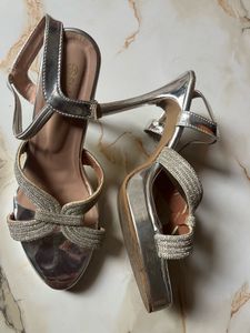 Sparkling Silver Platform Heels