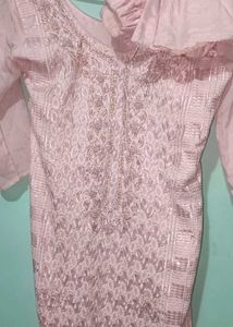 Beautiful Pink Embroidered Kurta ith sharara