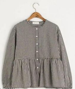 Gingham Print Peplum Top