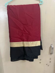 Elegant Striped Maroon Gold Saree