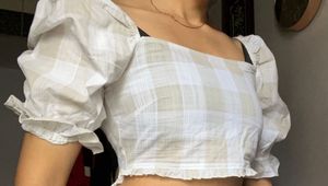 New Pretty Puffy Sleeves Crop Top🩶
