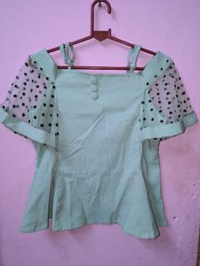 Sweet Off-Shoulder Polka Dot Top